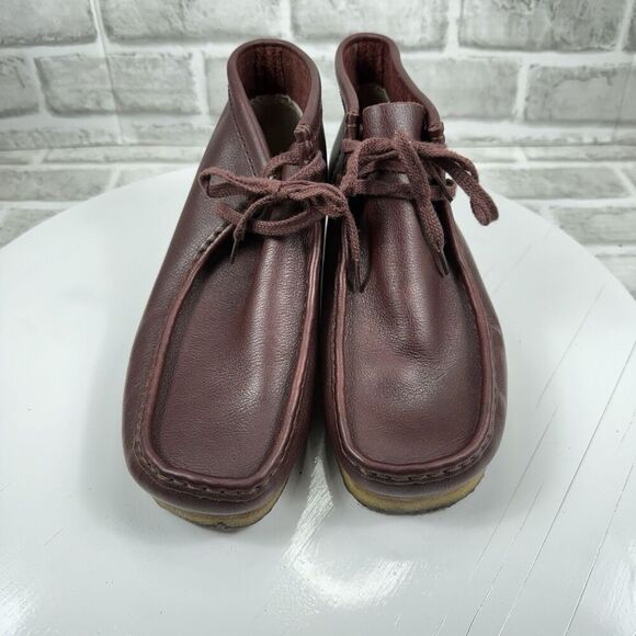 Clarks Original Men\'s Size 8 Burgundy Leather Lace Up Wallabee Boots